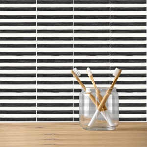 Quadrostyle Tile stickers - Tiles for Kitchen/Bathroom Back splash - Anti-Skid Laminate Floor Decal - Stripes in Ink