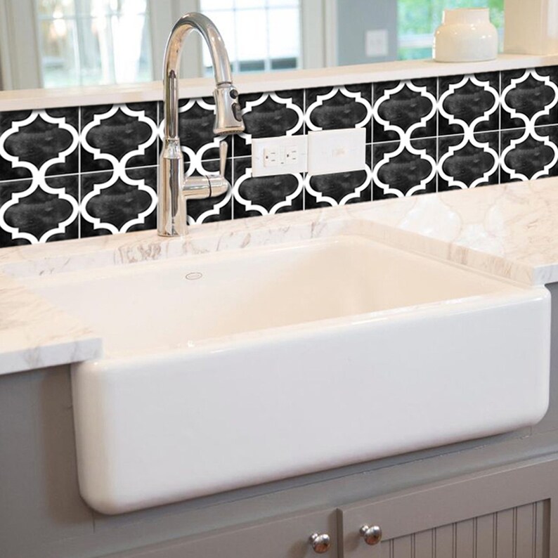 Peel /& Stick Kitchen and Bathroom Splashback Removable Vinyl Wallpaper Zahara Black