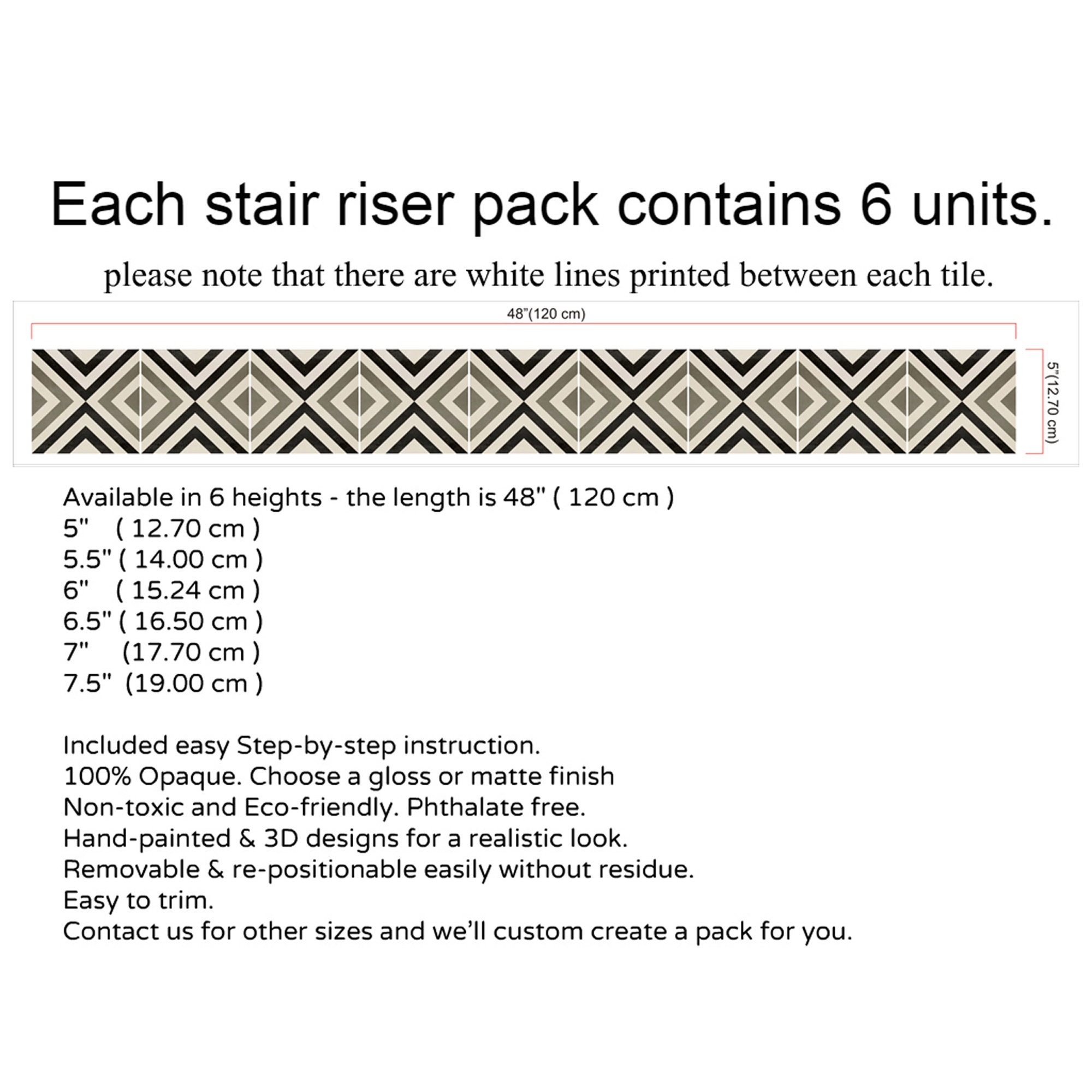 Stair Riser Stickers Removable Stair Riser Vinyl Decals | Etsy