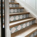 Checkerboard Stair Riser Stickers – Green Sage & Bone White, Removable Tile Decals product logo
