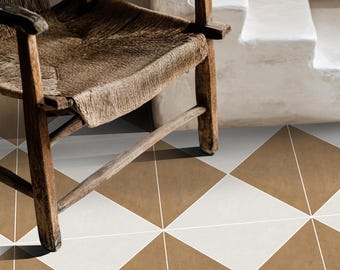 Ochre Beige Checkerboard Vinyl Tile Decals – Vintage Diagonal Diamond Renter-Friendly Kitchen Tiles | Norway