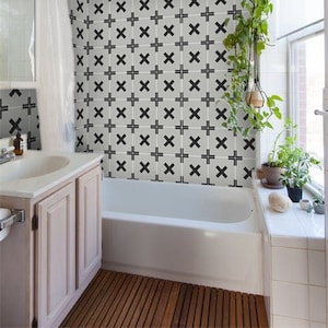 Quadrostyle Kitchen and Bathroom Splashback - Removable Vinyl Wallpaper - Kriss Kross - Peel & Stick