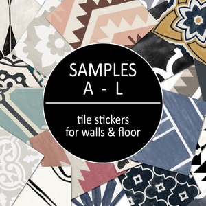 Quadrostyle 3 Tile Sticker Samples (A-L) Free Shiping | Kitchen Backsplash Tile Wall Decal | Bathroom Floor Sticker | Renter Friendly