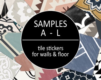 Quadrostyle 3 Tile Sticker Samples (A-L) Free Shiping | Kitchen Backsplash Tile Wall Decal | Bathroom Floor Sticker | Renter Friendly