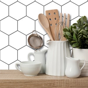 Quadrostyle White Hexagon Tile Sticker | Wall Tile Sticker Backsplash Decal | Hexa Pure White - Peel & Stick | 2D Tile Sticker