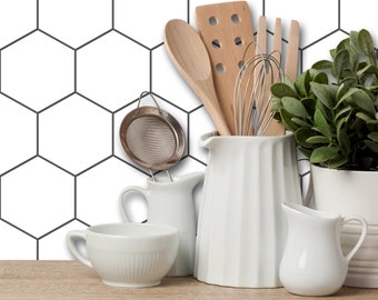 Quadrostyle White Hexagon Tile Sticker | Wall Tile Sticker Backsplash Decal | Hexa Pure White - Peel & Stick | 2D Tile Sticker