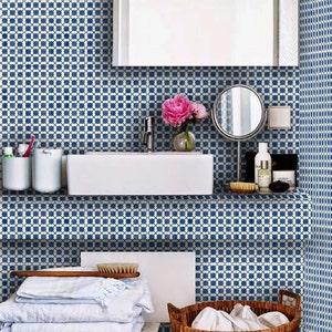 Mexican Dot to Dot Wallpaper in Indigo Blue  Removable Vinyl Wallpaper - Peel & Stick - No Glue, No Mess