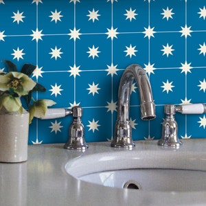 Quadrostyle Moroccan Starry Night Wallpaper in Cobalt  Removable Vinyl Wallpaper - Peel & Stick - No Glue, No Mess