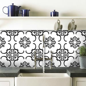 Quadrostyle Kitchen and Bathroom Splashback - Removable Vinyl Wallpaper - Milano Black and White - Peel & Stick