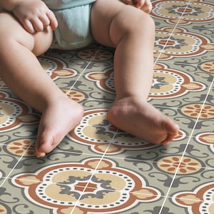 Quadrostyle Tile stickers - Tiles for Kitchen/Bathroom Back splash - Anti-Skid Laminate Floor Decal - Seville in Olive