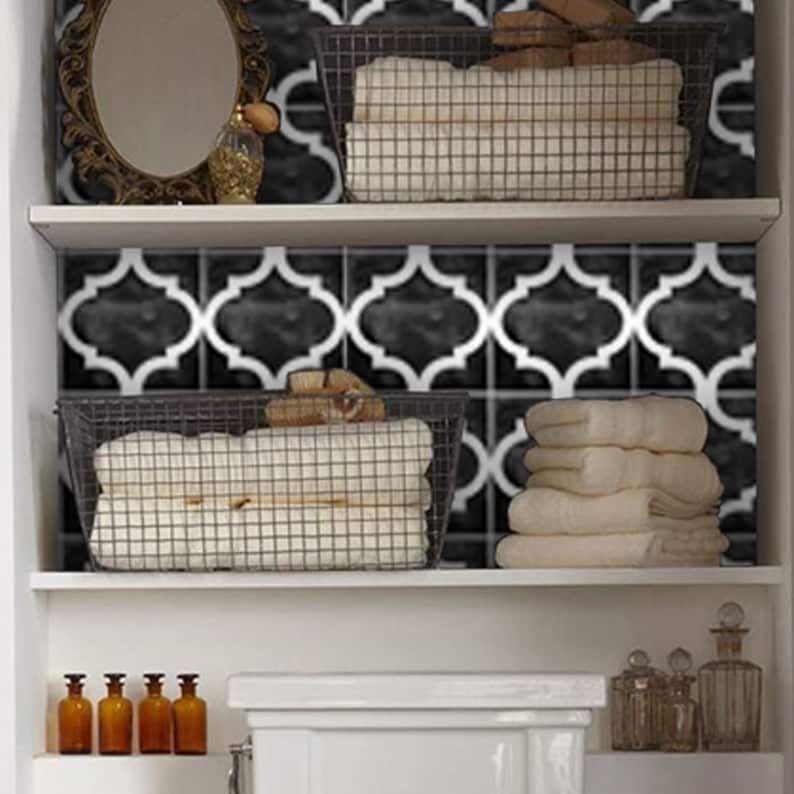 Peel /& Stick Kitchen and Bathroom Splashback Removable Vinyl Wallpaper Zahara Black