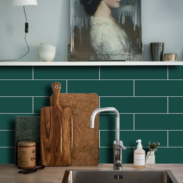 Green Peel and Stick Backsplash - Etsy