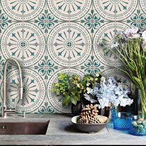 Quadrostyle Chiave Wallpaper in Teal  Removable Vinyl Wallpaper - Peel & Stick - No Glue, No Mess