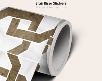 Quadrostyle Wood Grain Stair Riser Stickers -  Stair Riser Vinyl Strips - Zephyr in Wood Pack of 6   - 48" long