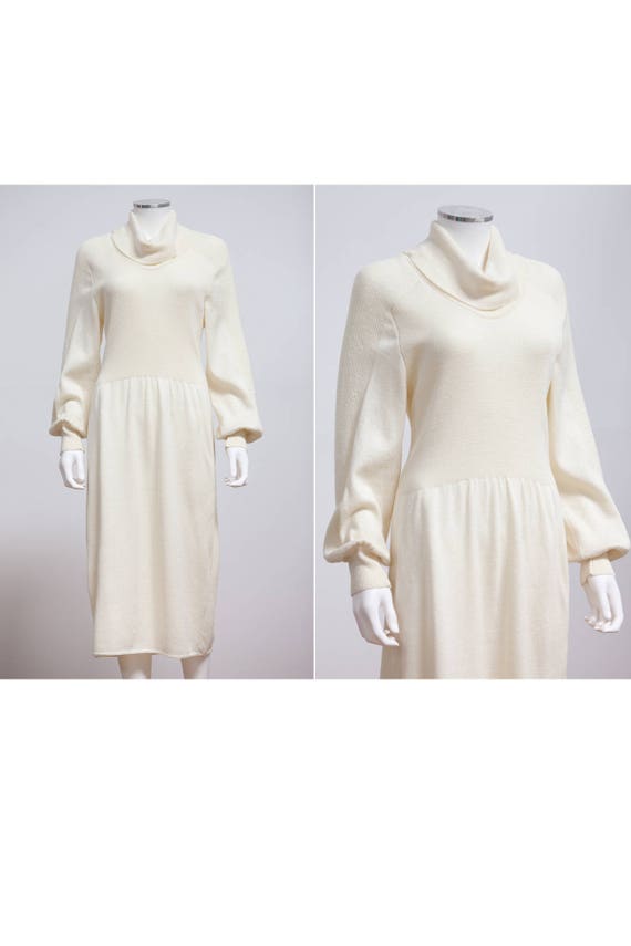 cream cowl neck sweater dress