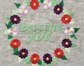 Flower Wreath frame Embroidery Design 3 SIZES INSTANT DOWNLOAD 4x4 5x7 6x10