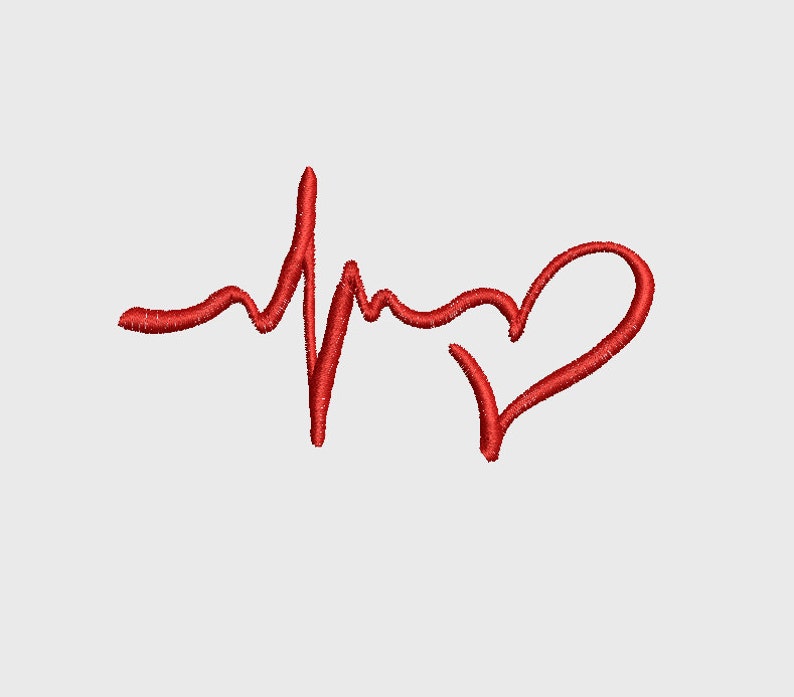 Heartbeat and heart embroidery design instant download 4x4  etsy