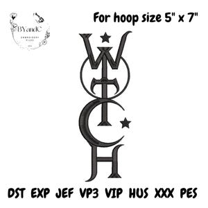 Witch Embroidery Design - 5x7 Hoop - Spellcraft Digital File, Crescent Moon and Stars, Mystical Gift Idea, witchcraft, witchy, nature, her