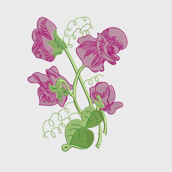 Sweet pea embroidery design etsy australia