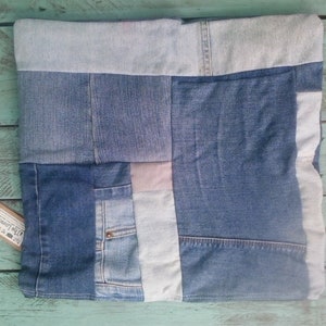 Computer or book bag denim patchwork image 4