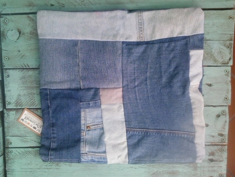 Computer or book bag denim patchwork image 4