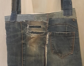 Denim-Patchwork-Taschenjeans