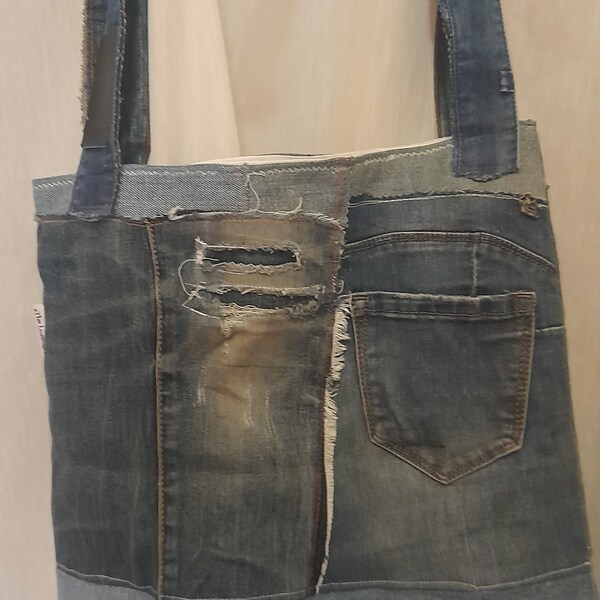 Denim patchwork bag jeans