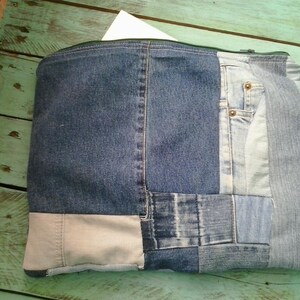 Computer or book bag denim patchwork image 1