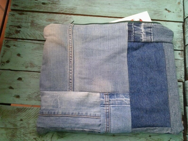 Computer or book bag denim patchwork image 2