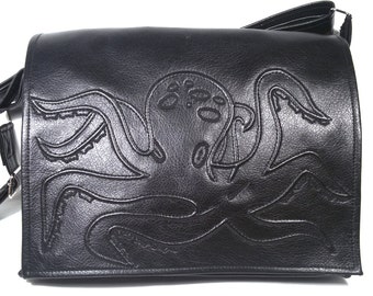 Octopus tentacle, black octopus bag, tentacle bag, faux leather, octopus bag, crossbody bag, messenger bag, vegan bag, shoulder bag, purse