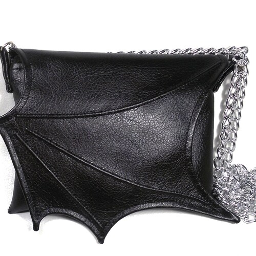 Black wing bag, everyday bag, Black Faux leather, bat wing, evening purse, vegan purse, crossbody bag, black purse, vegan bag, goth purse