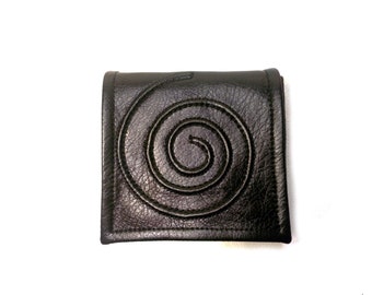 Black wallet, Vegan wallet, Accordion wallet, Women Wallet, Black faux leather, Spiral wallet, 3 card slots, Black spiral, Black and red