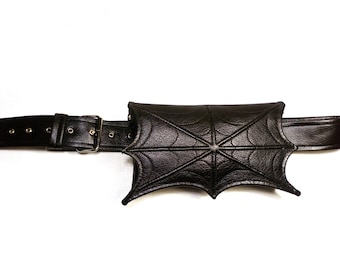 Spider Web Belt Bag: Vegan Faux Leather Gothic Fanny Pack