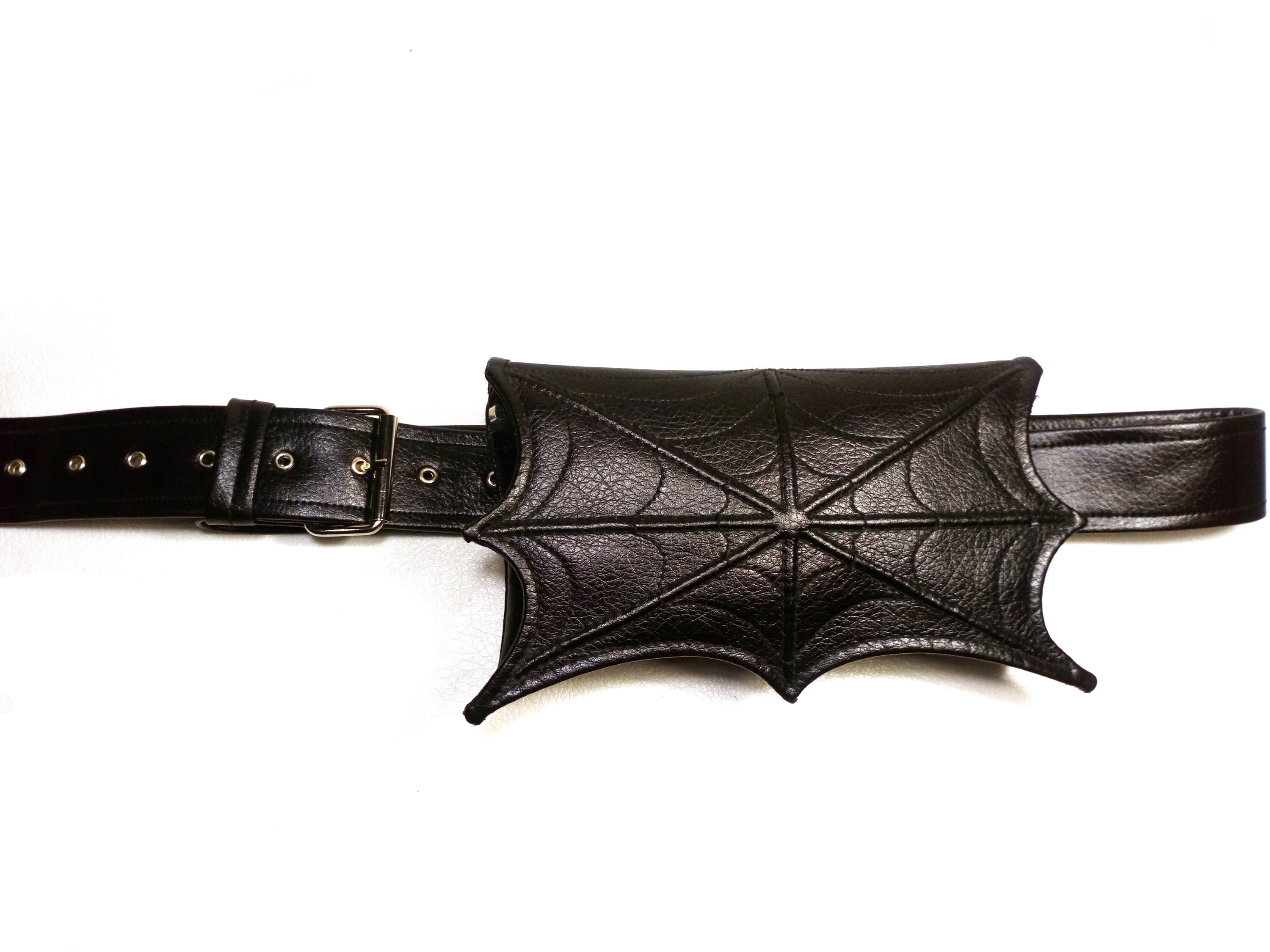 Spider Web Belt Bag: Vegan Faux Leather Gothic Fanny Pack - Etsy display picture 1