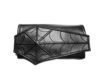 Coffin spider web wallet clutch, Necessary clutch wallet, Goth accordion wallet, Vegan wallet, Big Wallet, Black wallet, wallet, Card Slots