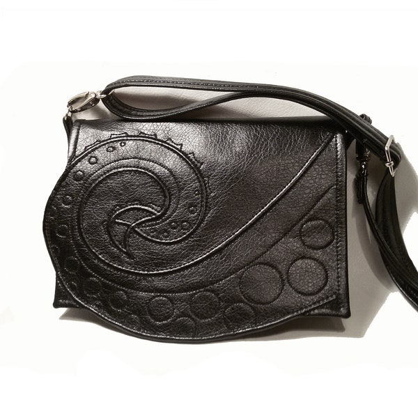 Sac à main tentacule, sac Octopus en faux cuir noir, sac poulpe noir, sac Tentacule, sac crossbody, sac végétalien, sac noir, sac à main végétalien noir