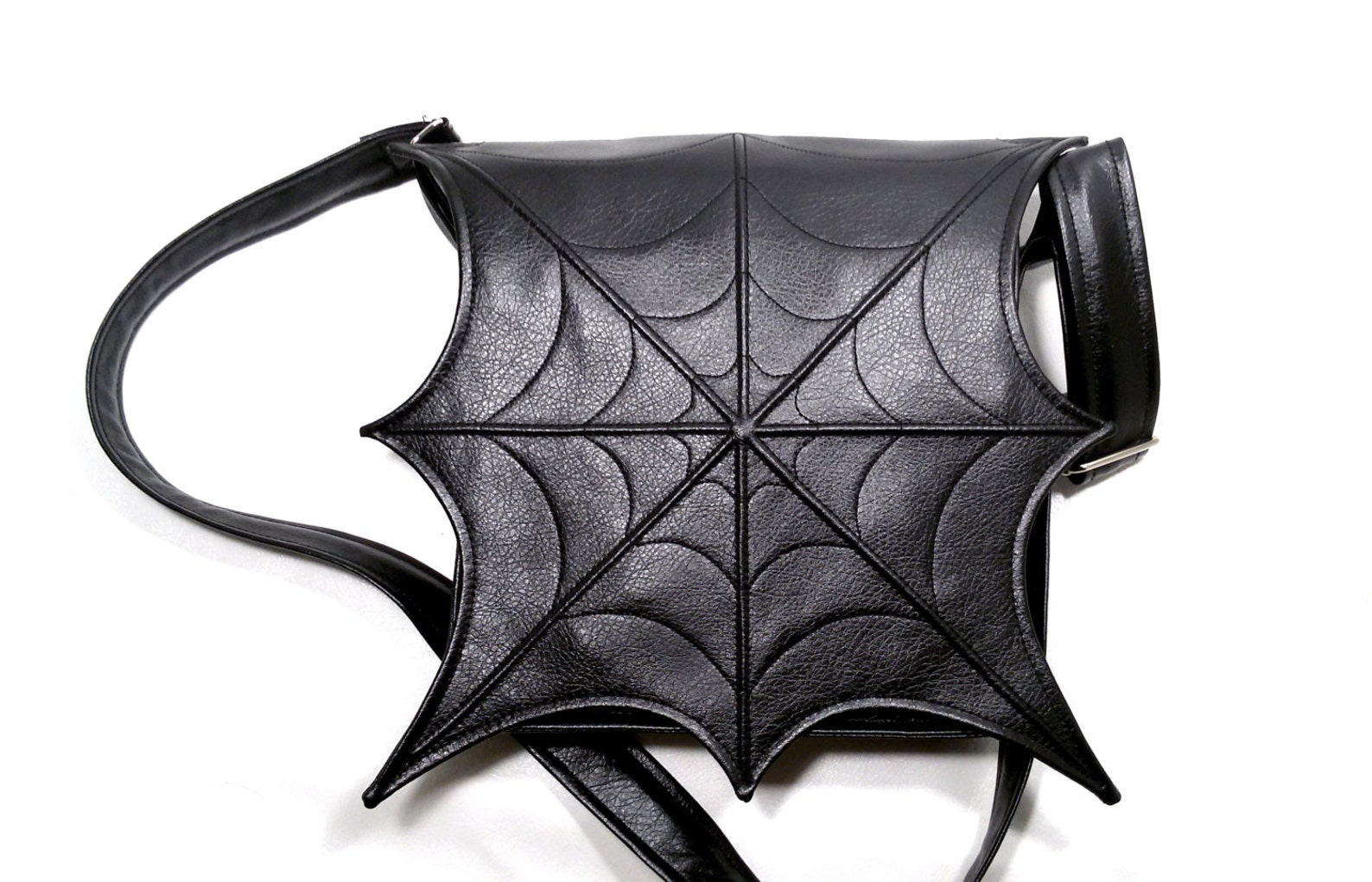Black Faux leather spider web bag Black leatherette spider Etsy