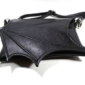 Black wing bag, everyday bag, Black Faux leather, bat wing, evening purse, vegan purse, crossbody bag, black purse, vegan bag, goth purse image 7