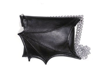 Black wing bag, everyday bag, Black Faux leather, bat wing, evening purse, vegan purse, crossbody bag, black purse, vegan bag, goth purse