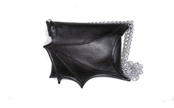 Black wing bag, everyday bag, Black Faux leather, bat wing, evening purse, vegan purse, crossbody bag, black purse, vegan bag, goth purse