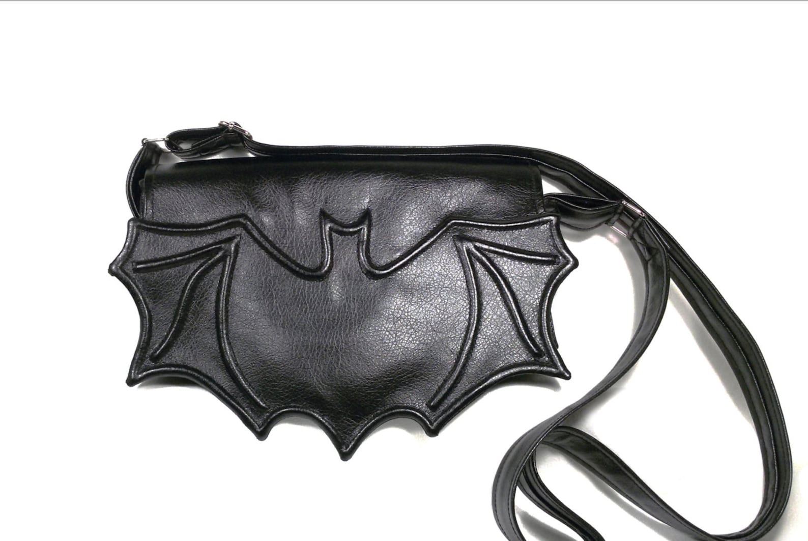 Black Faux Leather Bat Bag Black Leatherette Bat Bag Etsy