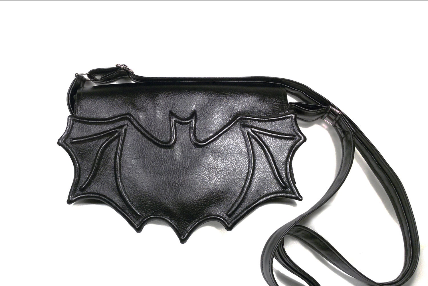 Black Faux leather bat bag Black leatherette bat bag Etsy