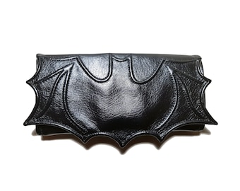 Bat Wallet clutch, Necessary clutch wallet, Goth accordion wallet, Bat, Vegan wallet, Women Wallet, Black wallet, Goth wallet ,6 Card Slots