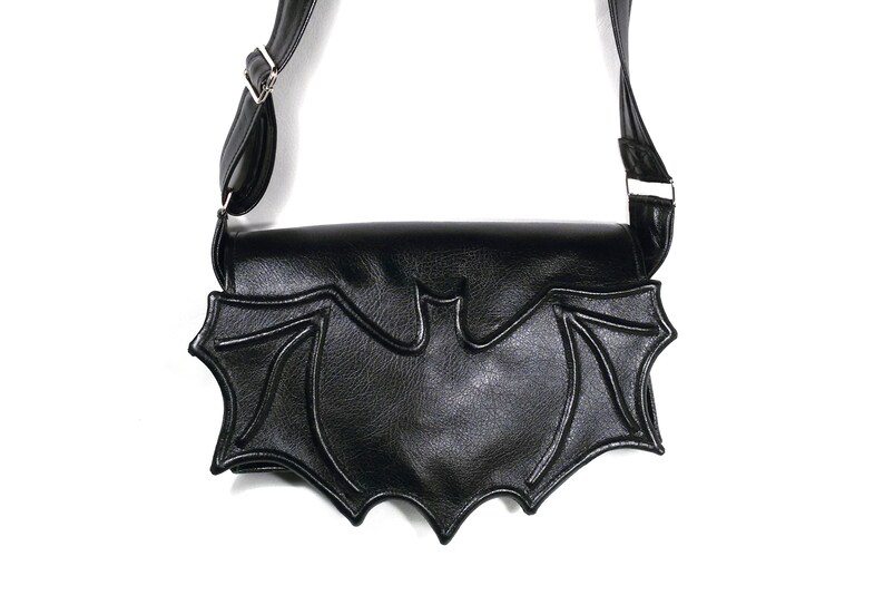 Black Faux leather bat bag Black leatherette bat bag Etsy