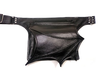 Bat Wing Fanny Pack: Vegan Faux Leather Goth Belt Bag
