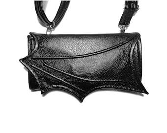 Black Wallet clutch, Necessary clutch wallet, Accordion wallet, Bat wing, Vegan wallet, Women Wallet, Bat wallet, Removable strap, Black red