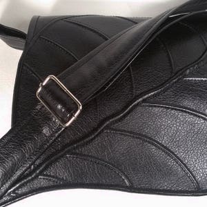 Crossbody bag, leaf bag, black bag, vegan bag, black leaf purse, shoulder bag, everyday bag, faux leather bag, gift for her, black purse, image 2