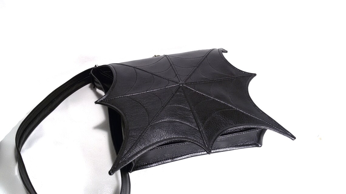 Black Faux Leather Spider  Bag Black Leatherette Spider Etsy