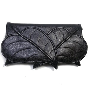 Kleine Blätter Tasche, kleine vegane Tasche, schwarze Kunstleder, kleine Brieftasche, vegane Tasche, schwarze Beutel Blatt Tasche, Fantasy Tasche, Blatt Handtasche Clutch Bag