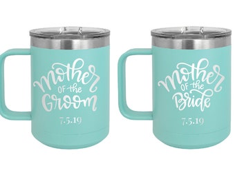 Mother of the Bride Gift, Mother of the Groom Gift, Stainless Steel Mugs, Coffee Mugs, Gift for Mom, Gift from Bride, Parents of the Bride